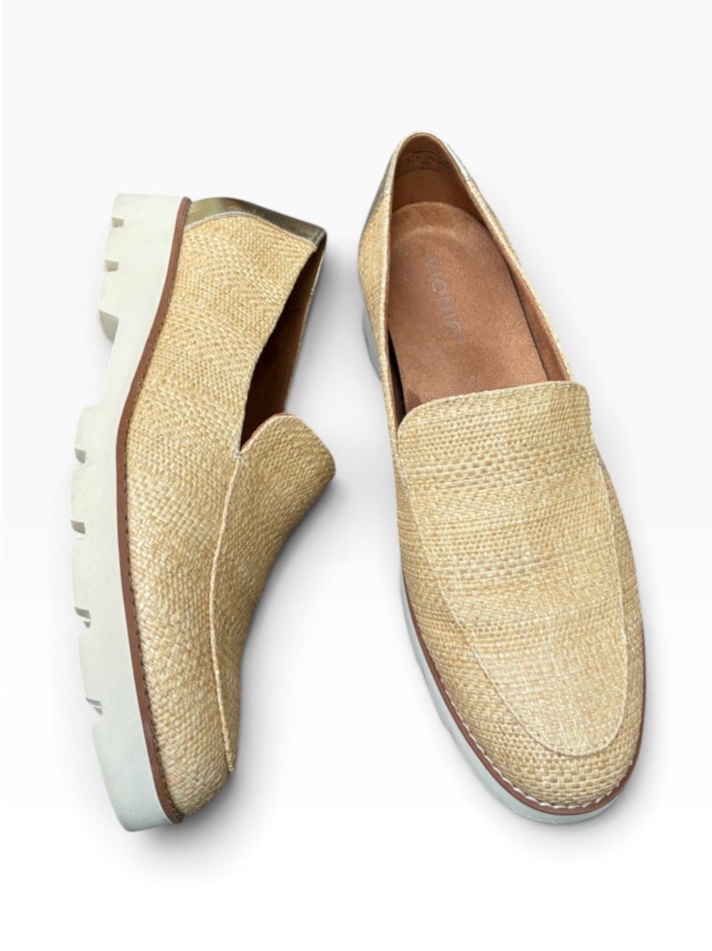 Vionic Kensley Women's Slip On Loafer Natural Raffia Sz 11